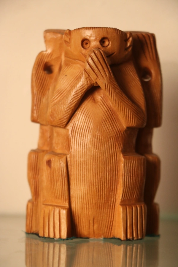 Wooden Monkey 3 In 1 Statue  - Medium