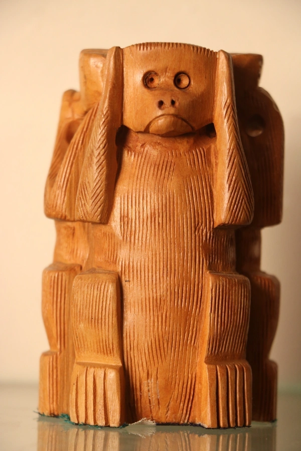 Wooden Monkey 3 In 1 Statue  - Medium