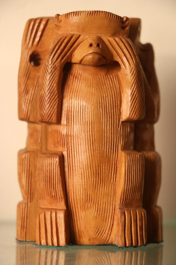 Wooden Monkey 3 In 1 Statue  - Medium