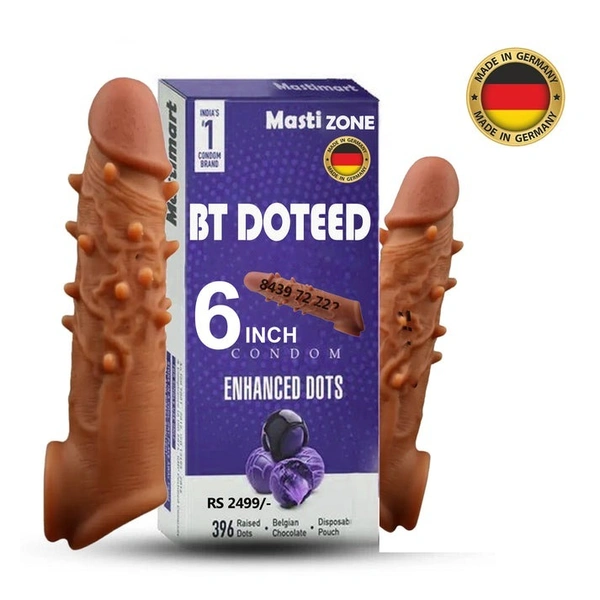 6 Inch BT Doteed Condom with Realistic Texture Sensual Experience - 6 inch, chocolate