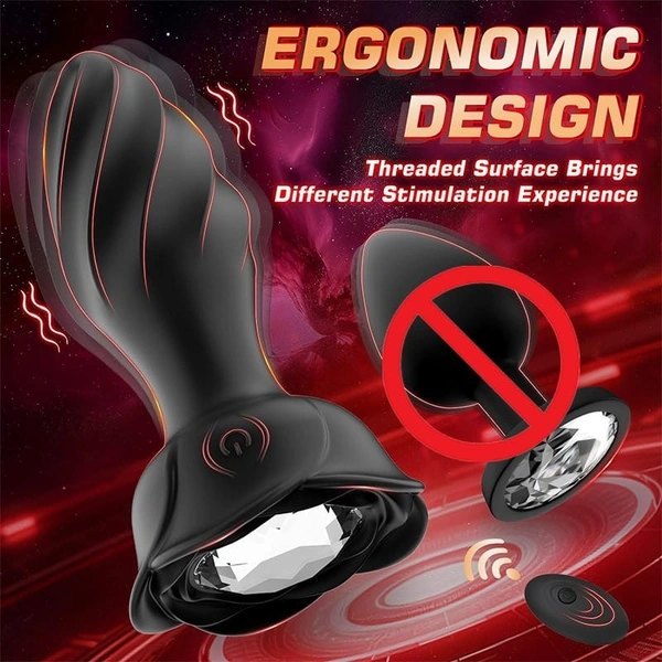 Anal Plug Rose Vibrator Couples Sex Toys for Women Vibrating Butt Plug With Remote Anal Vibrators Rose Sex Toy Adult Games - L, Black