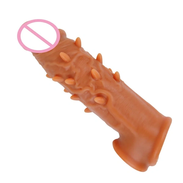 6 Inch BT Doteed Condom with Realistic Texture Sensual Experience - 6 inch, chocolate