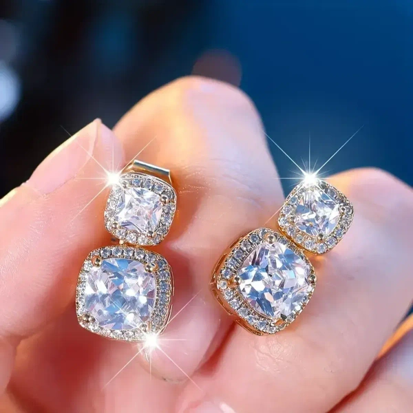 Korean Cubic Zirconia Stud Earrings For Women For Women And Girls - free size, white
