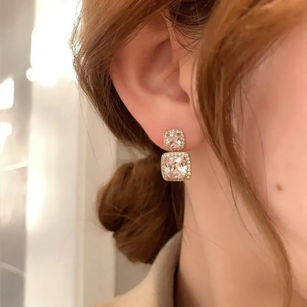Korean Cubic Zirconia Stud Earrings For Women For Women And Girls - free size, white
