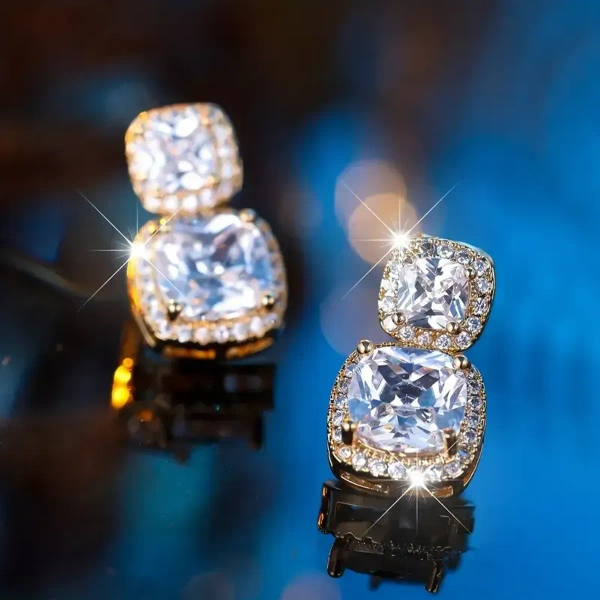 Korean Rhinestone Decor Drop Earrings Gold - free size, white