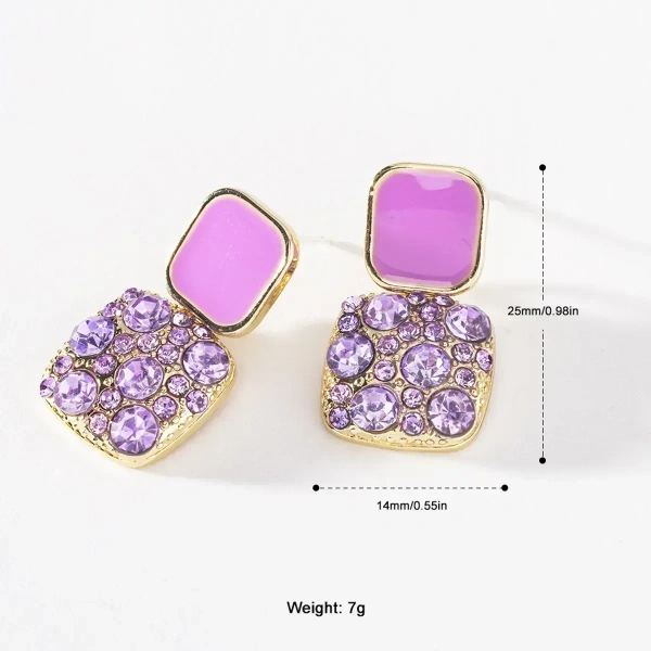 Korean Rhinestone Decor Drop Earrings Gold - mix