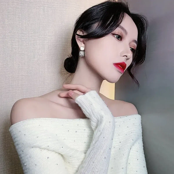 Korean Rhinestone Decor Drop Earrings Gold - mix