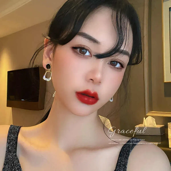 Korean Women's CZ Geometric Square Dangle Drop Earrings, Fashion Jewelry Gifts - free size, golden