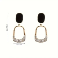 Korean Women's CZ Geometric Square Dangle Drop Earrings, Fashion Jewelry Gifts - free size, golden