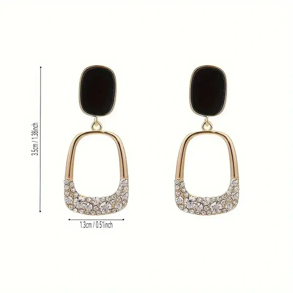 Korean Women's CZ Geometric Square Dangle Drop Earrings, Fashion Jewelry Gifts - free size, golden