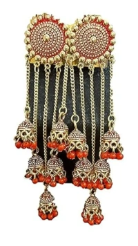 Trending New Jhaler Style Gold Touch Earrings Jhumki For Women And Girls Black - free size, golden & red