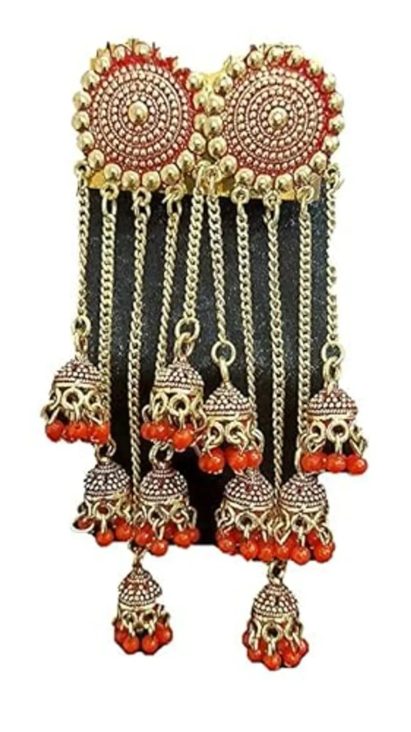 Trending New Jhaler Style Gold Touch Earrings Jhumki For Women And Girls Black - free size, golden & red