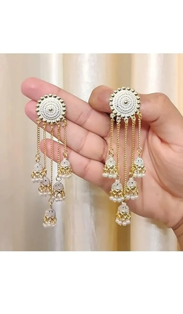 Trending New Jhaler Style Gold Touch Earrings Jhumki For Women And Girls Black - free size, gold +