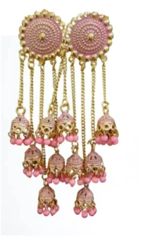 Trending New Jhaler Style Gold Touch Earrings Jhumki For Women And Girls Black - free size, pink golden