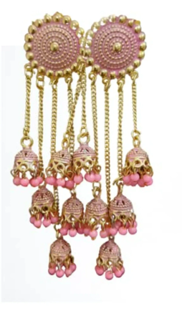 Trending New Jhaler Style Gold Touch Earrings Jhumki For Women And Girls Black - free size, pink golden