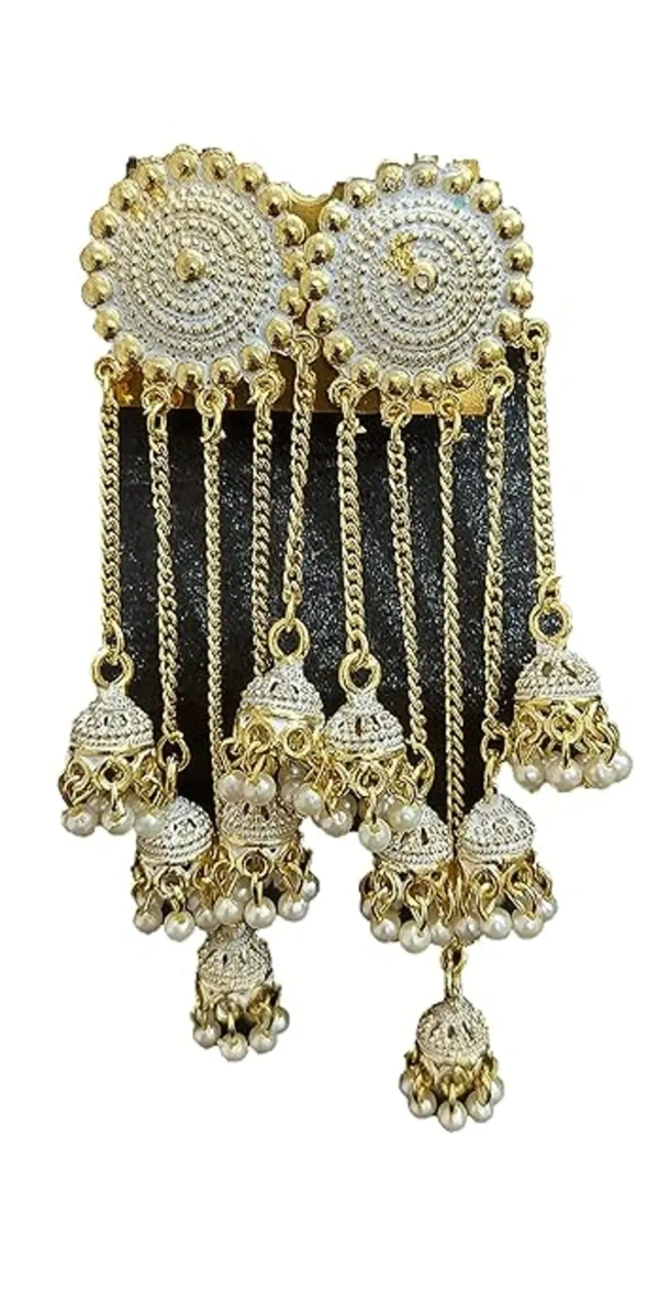 Trending New Jhaler Style Gold Touch Earrings Jhumki For Women And Girls Black - free size, gold +