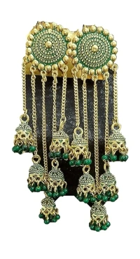 Trending New Jhaler Style Gold Touch Earrings Jhumki For Women And Girls  - free size, green