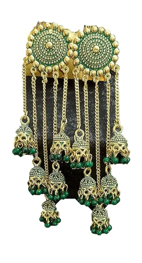 Trending New Jhaler Style Gold Touch Earrings Jhumki For Women And Girls  - free size, green