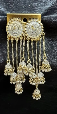 Trending New Jhaler Style Gold Touch Earrings Jhumki For Women And Girls Black - free size, gold +