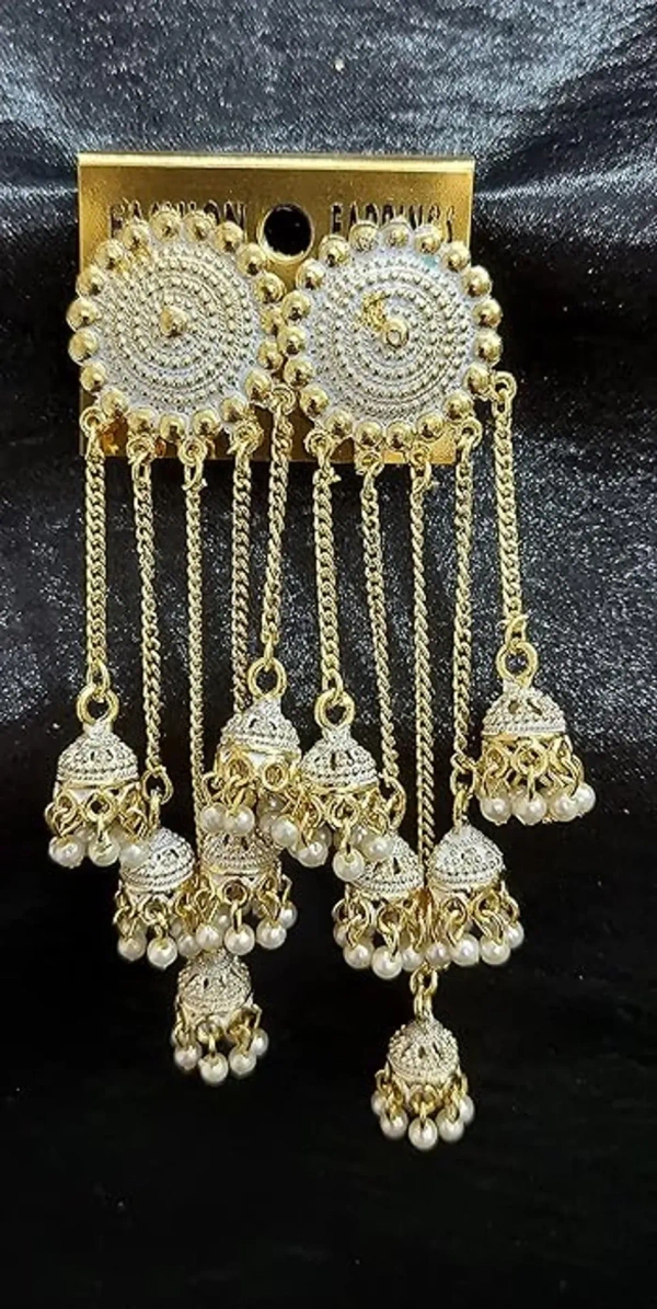 Trending New Jhaler Style Gold Touch Earrings Jhumki For Women And Girls Black - free size, gold +