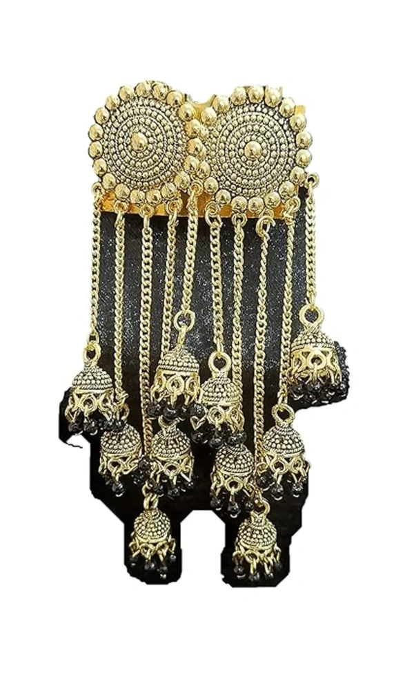 Trending New Jhaler Style Gold Touch Earrings Jhumki For Women And Girls Black - free size, black & gold