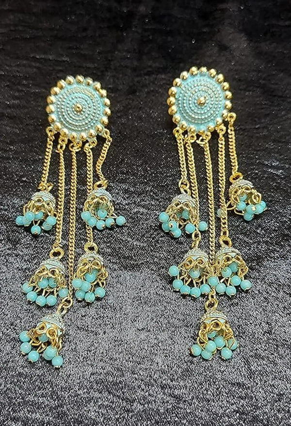 Trending New Jhaler Style Gold Touch Earrings Jhumki For Women And Girls Black - free size, gold brass