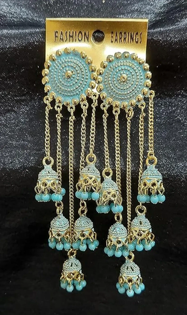 Trending New Jhaler Style Gold Touch Earrings Jhumki For Women And Girls Black - free size, gold brass