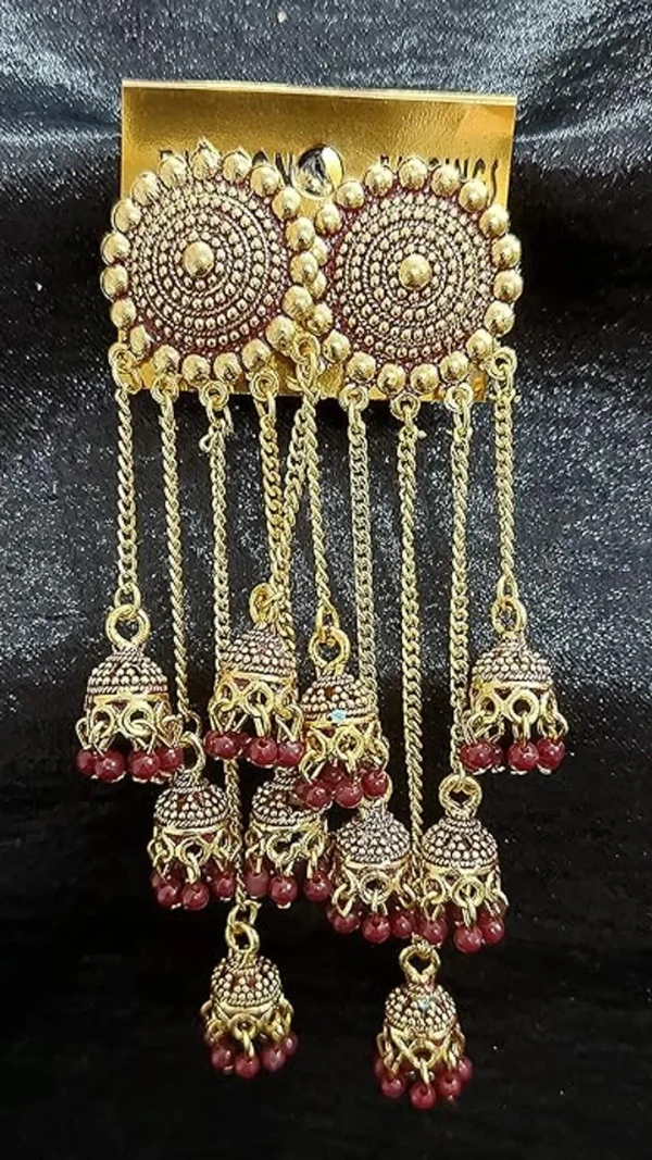Trending New Jhaler Style Gold Touch Earrings Jhumki For Women And Girls Black - free size, gold