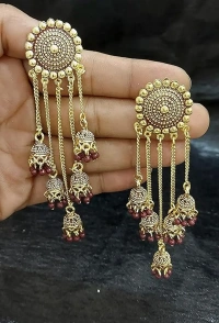 Trending New Jhaler Style Gold Touch Earrings Jhumki For Women And Girls Black - free size, gold