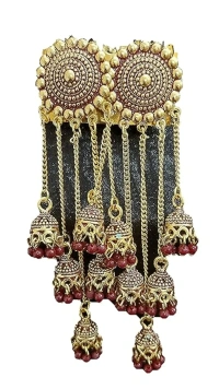 Trending New Jhaler Style Gold Touch Earrings Jhumki For Women And Girls Black - free size, gold