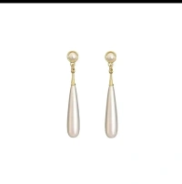 Water Drop Pearl Long Dangle Earrings For Women Non Piercing Ear Clip And Pierced Stud Earrings Less - free size, white