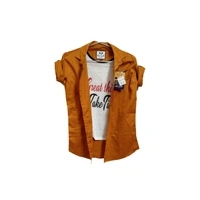 Shirt For Men  - yellow , L