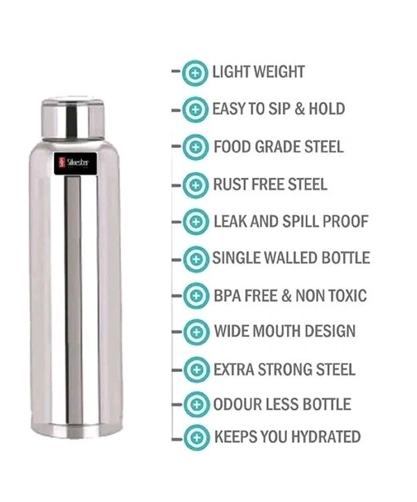 Free Delivery  1 Liter StaineLess Still Water Botle Food Grade  - Free Size