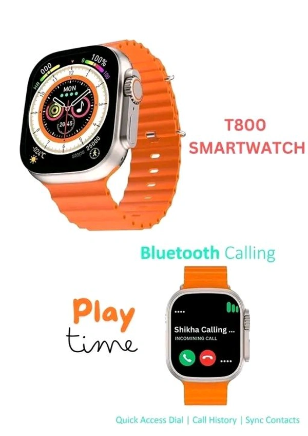 Free Delivery  T800 Smart Watch With BT-Calling And Answer  - Free Size, Flame Pea