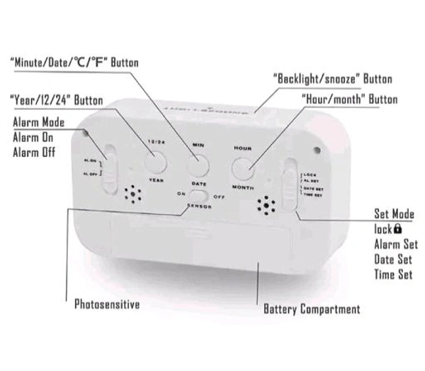 Free Delivery  Smart Digital Desk Alarm Clock Battery Operated Temprature Meter - Free Size, White