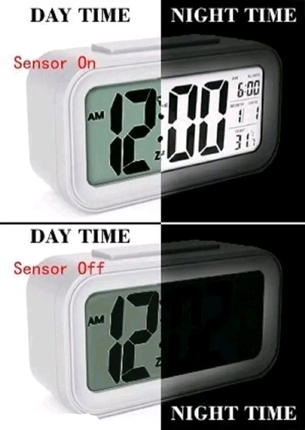 Free Delivery  Smart Digital Desk Alarm Clock Battery Operated Temprature Meter - Free Size, White