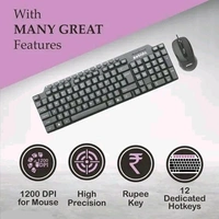 Zebion  Free Delivery  Zebion Keyboard Mouse Combo  - Free Size, Black