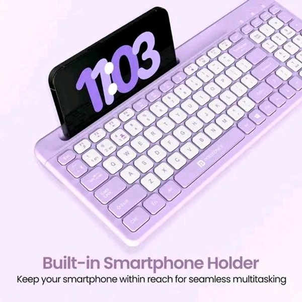 Potronics Free Delivery   Potronics Bubble Square Wireless Keyboard With Dual Connectivity  - Free Size, Heliotrope