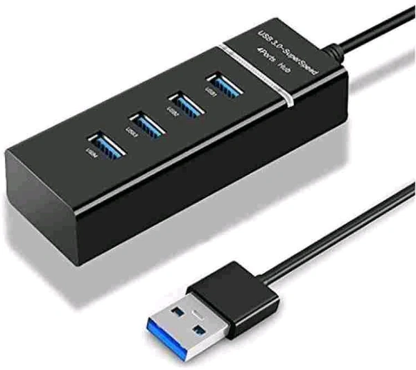 Terabyte Free Delivery  4 Port Usb Hub Support 2.0,3.0 High Speed Multi Splitter  - Free Size, Black