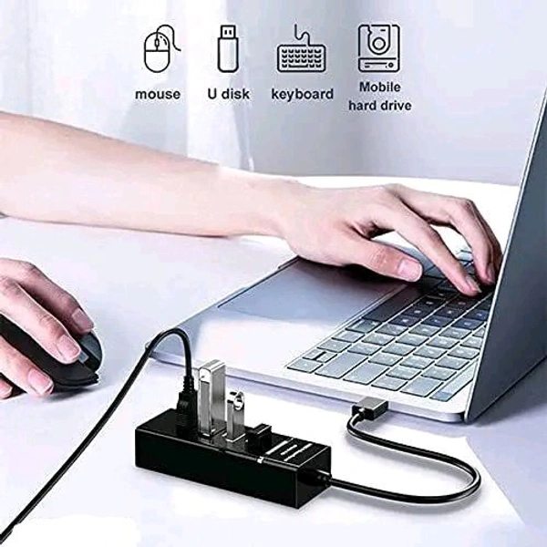 Terabyte Free Delivery  4 Port Usb Hub Support 2.0,3.0 High Speed Multi Splitter  - Free Size, Black