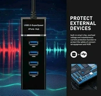 Terabyte Free Delivery  4 Port Usb Hub Support 2.0,3.0 High Speed Multi Splitter  - Free Size, Black