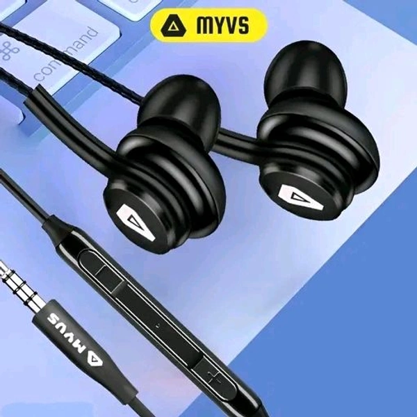 Myvs Free Delivery  Myvs Earphone With Mic & Calling Function Compatibility  - Free Size, Black