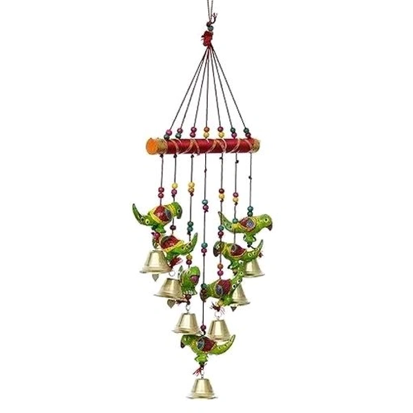 Mausam Art Gallery Green Parrot Windchimes For Home Decoration Beutiful Sound  - Free Size