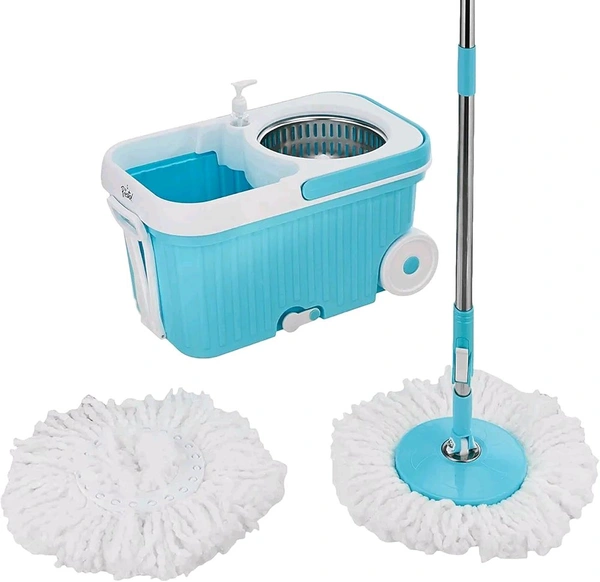 Free Delivery  360° Spin Mop with Bucket - Effortless Cleaning! - Cyan Aqua, Free Size