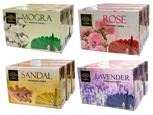 Aviraj Free Delivery  Aviraj Incense Dhop Cone 12 Boxes 4 Fragrance Give Your Home A Positivity  - Free Size