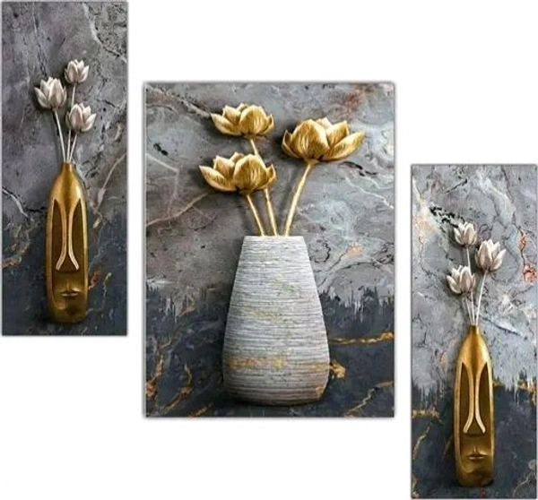 Free Delivery  Beutiful Wall Art Set Of 3 Painting Self Adhesive - Free Size