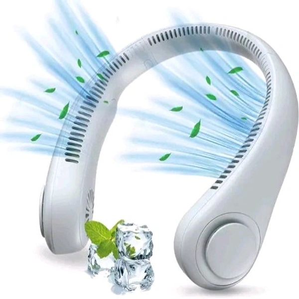 Free Delivery  Portable Reachable Neck Fan 20 Hrs Play 9000mah Battery Stay Cool In Summer - Free Size, White