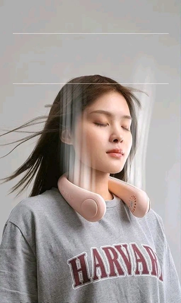 Free Delivery  Portable Reachable Neck Fan 20 Hrs Play 9000mah Battery Stay Cool In Summer - Free Size, White