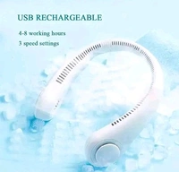 Free Delivery  Portable Reachable Neck Fan 20 Hrs Play 9000mah Battery Stay Cool In Summer - Free Size, White