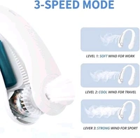 Free Delivery  Portable Reachable Neck Fan 20 Hrs Play 9000mah Battery Stay Cool In Summer - Free Size, White